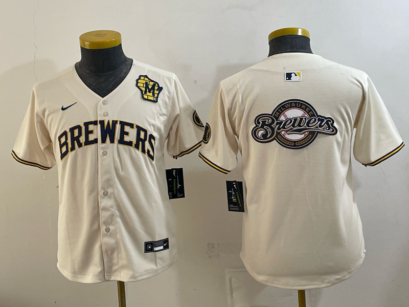 Youth 2026 Milwaukee Brewers blank cream Game Nike MLB Jersey 0915005